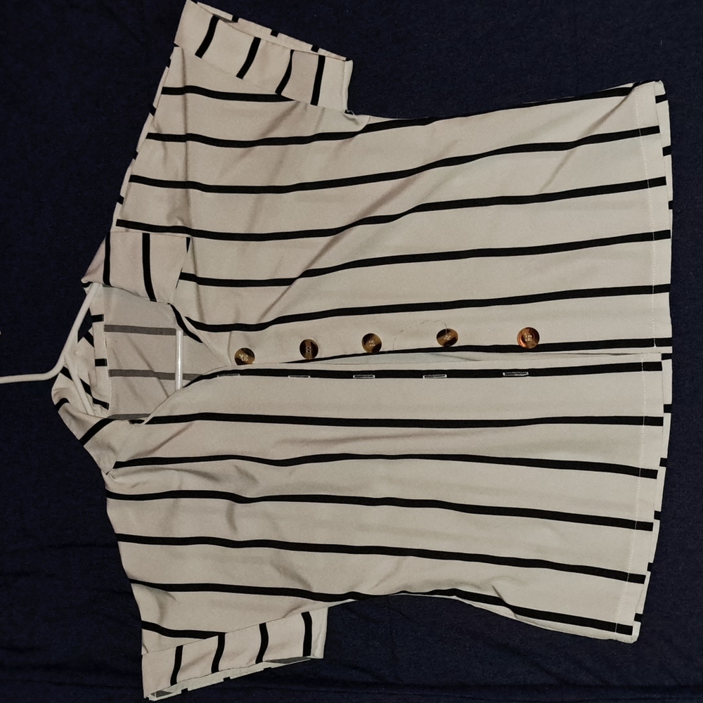 Strip Printed front button blouse